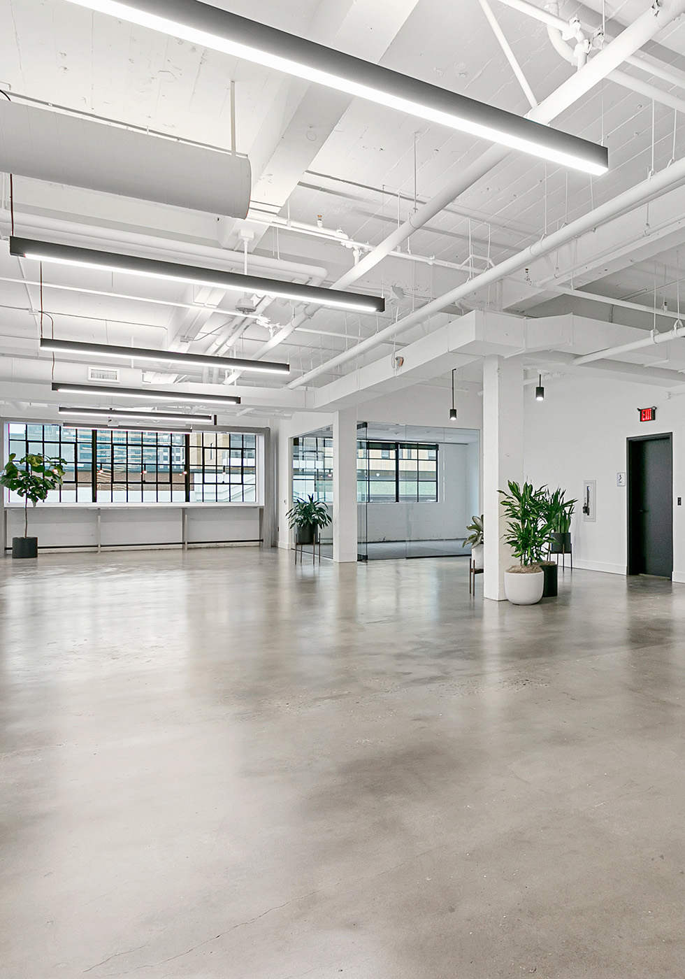 A properly lit office building