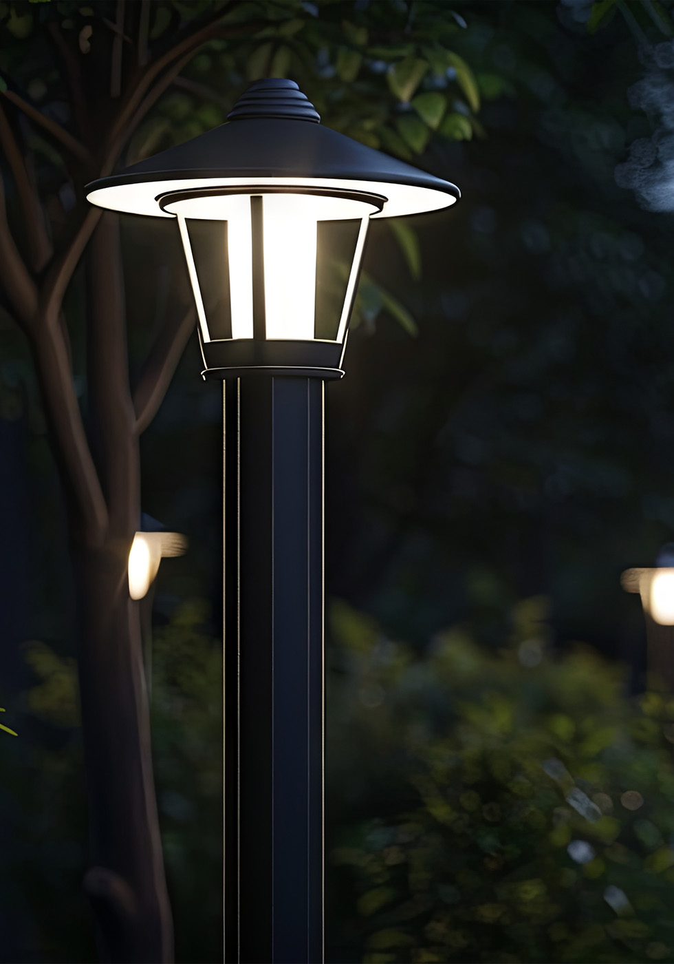 A properly lit office building